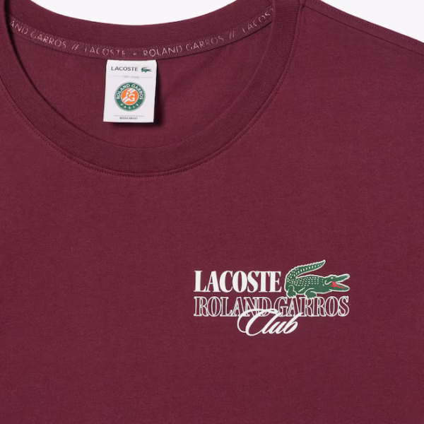 Camiseta Lacoste Roland Garros Vinho REF ROLANDGARROSCLUB
