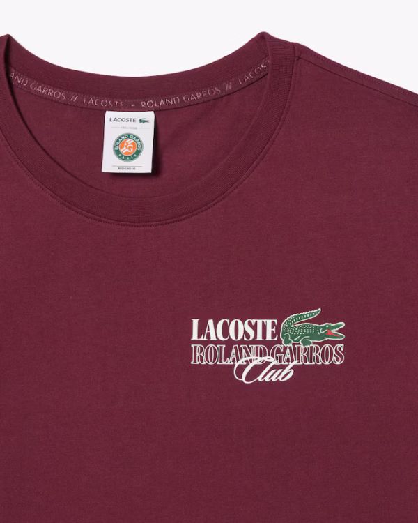 Camiseta Lacoste Roland Garros Vinho REF ROLANDGARROSCLUB