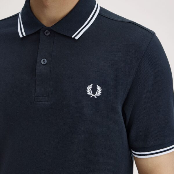 Gola Polo Fred Perry Twin Tipped Azul e Branco REF M3600