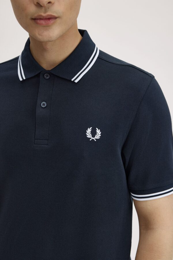 Gola Polo Fred Perry Twin Tipped Azul e Branco REF M3600