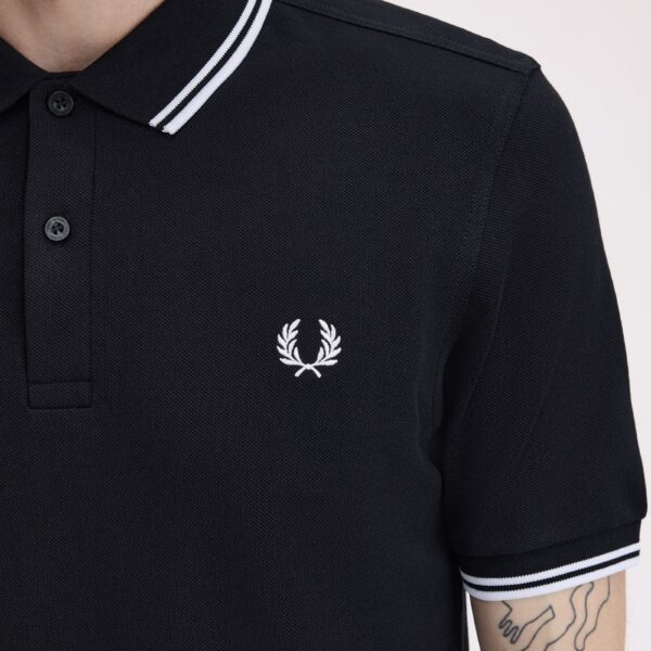 Gola Polo Fred Perry Twin Tipped Preto e Branco REF M3600