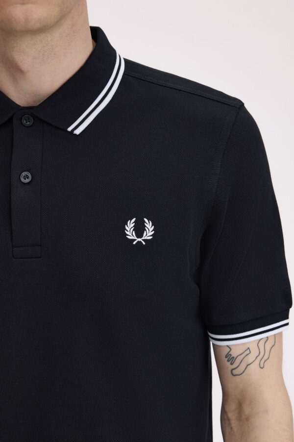 Gola Polo Fred Perry Twin Tipped Preto e Branco REF M3600