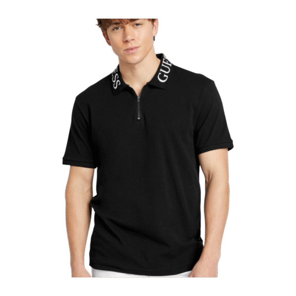 Guess Polo Preta Com Detalhe na Gola - Ref. X4YP12KCEN0