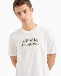 Camiseta Emporio Armani Branca com nome com estampa camuflada • Ref 6DZTHCZJBYZ