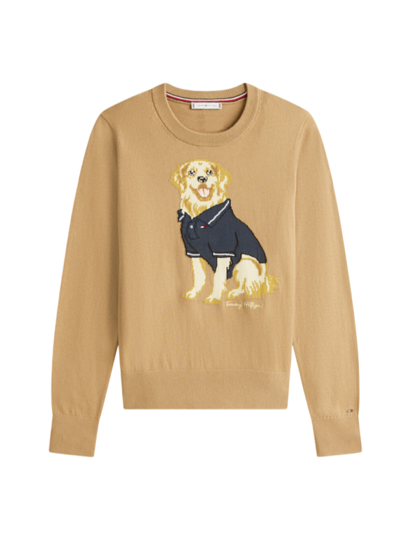 SUÉTER TOMMY HILFIGER DOG BEGE  – THWW0WW46926