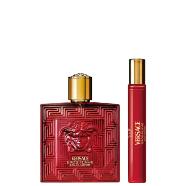 KIT COFFRET EROS FLAME VERSACE - PERFUME EAU DE PARFUM 100ML + TRAVEL CANETA SIZE 10ML + NECESSAIRE KIT REF: COFFRET EROS FL